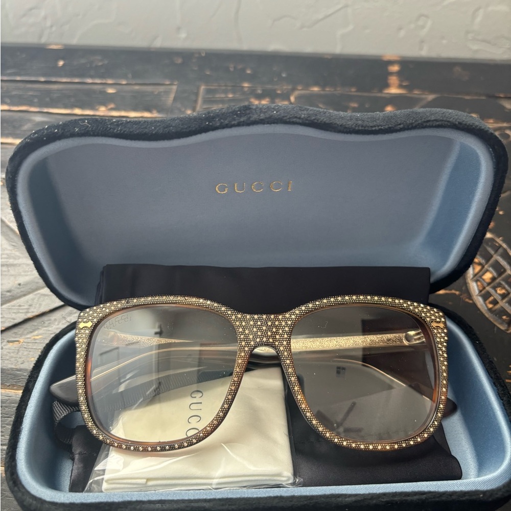 Gucci Eyeglasses Frames GG3871s Y4M99 Tortoise Square Pave Crystals | NEVER WORN